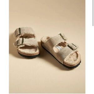 Birkenstock Arizona Shearling Taupe Sandals